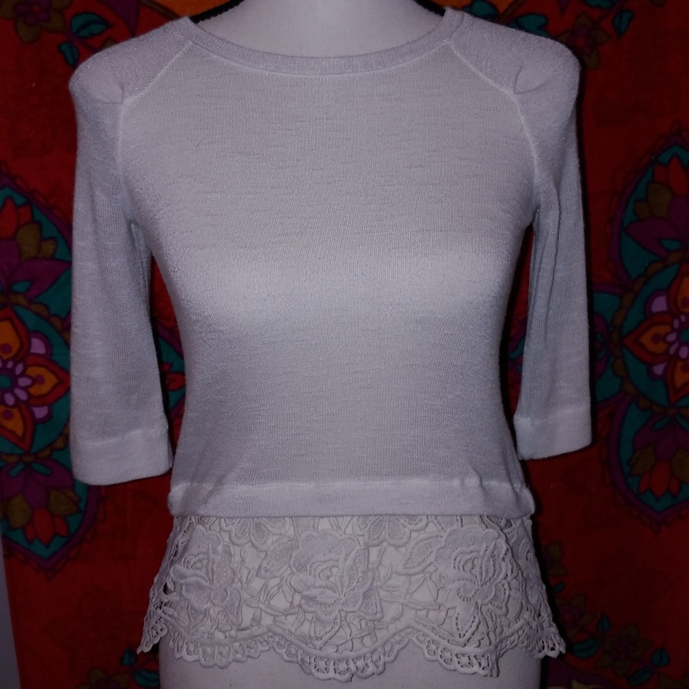 White Lace Shirt Half Sleeve Girls Small Arizona